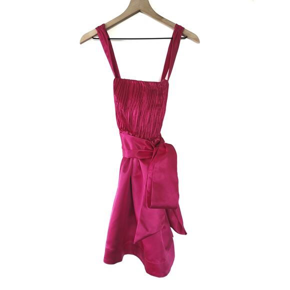 NEW Anthropologie Maeve Bow-Tie Pink Satin Mini Dress - Size 4 - Picture 4 of 8
